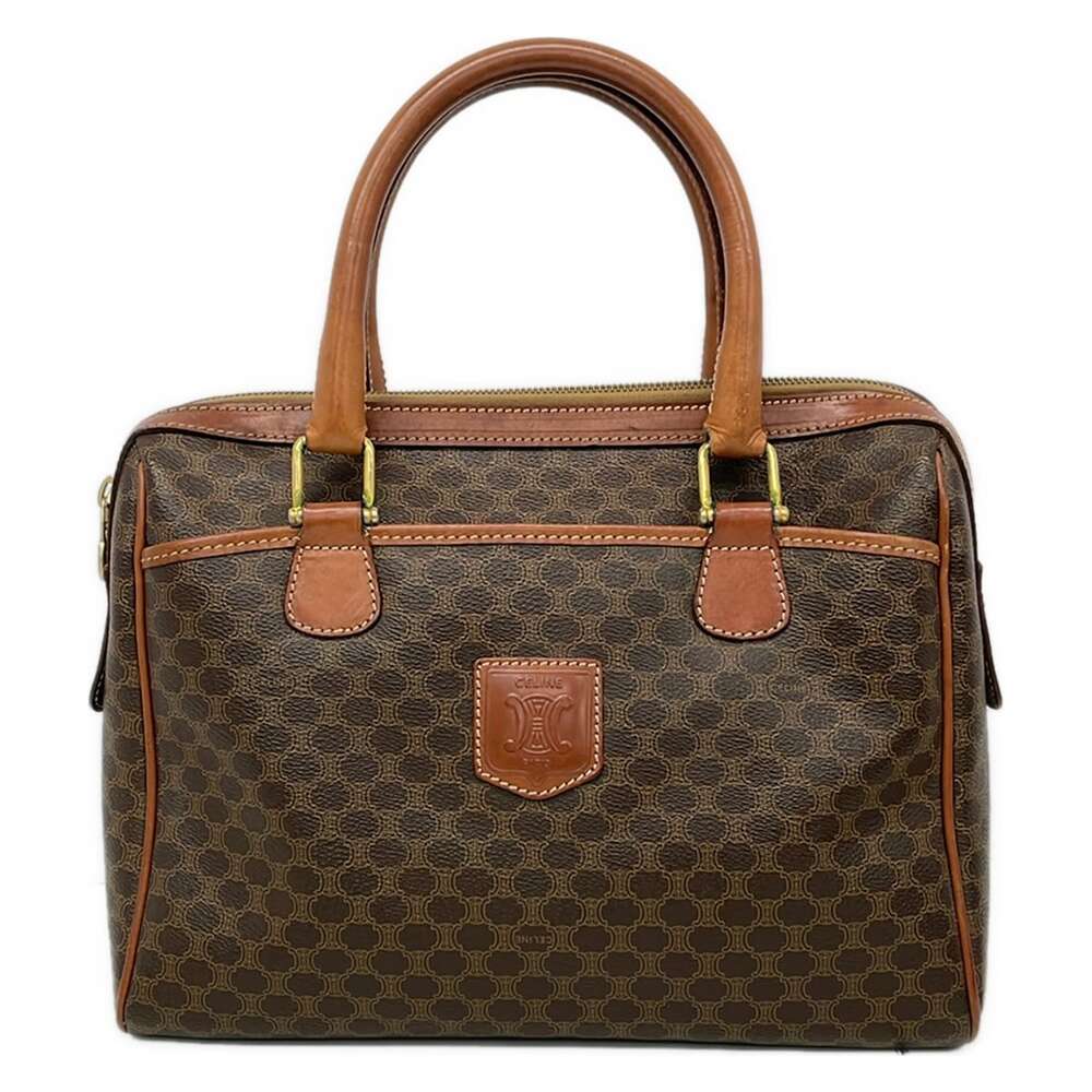 Celine Macadam Handbag Dark Brown PVC Leather
